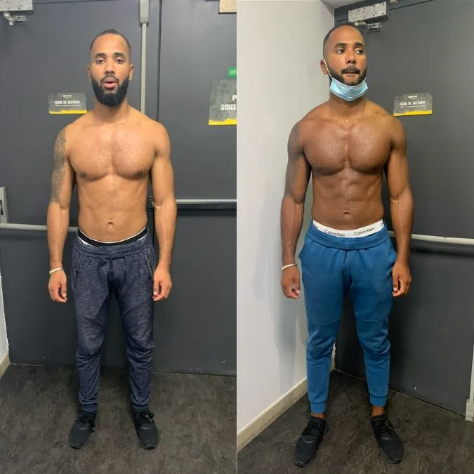 Progression physique client apres programme de transformation